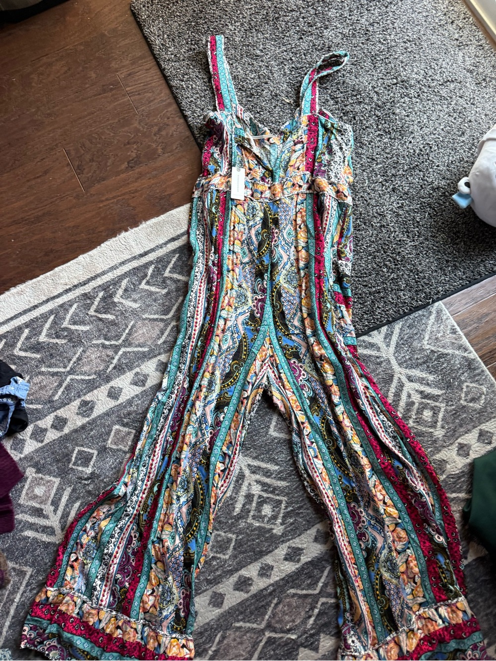 Anthropologie Multicolor Paisley Stripe Wide-Leg Jumpsuit